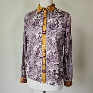 Scotch and Soda Long Sleeve Designer Blouse Tropical Egyptian Travel Exotic S
